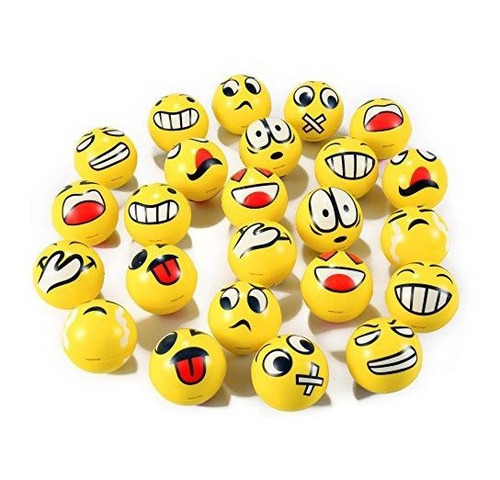 Juego De 24 Bolas De Estres Emoji Face Bulk - Soft Squeeze