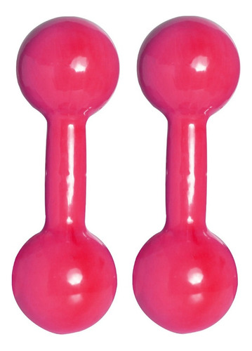 Par Halter 9kg Bola Emborrachado P/ Musculação E Treino Casa Cor Rosa