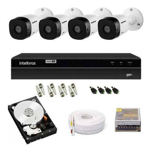 Kit 4 Câmeras Intelbras Multi Vhc 1120 B Dvr 4 Canais Com Hd