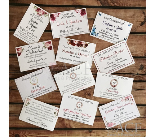 Imagem 1 de 7 de 100 Convites Individual Ou Lista De Presente Casamento 4x6cm