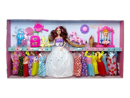 Set Muñeca Con Vestidos Y Accesorios Juguetes Para Niños