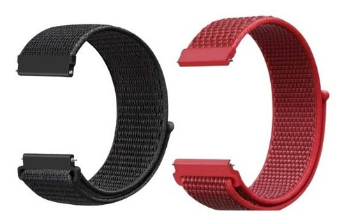 Kit Pulseiras Nylon Bight Compatível Com Amazfit Gtr 4 A2166 Cor Preto-Vermelho