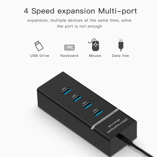 Imagen 2 de 7 de Hub Usb 3.0 Pc Windows Notebook Mac 4 Puertos Salidas Pc Escritorio