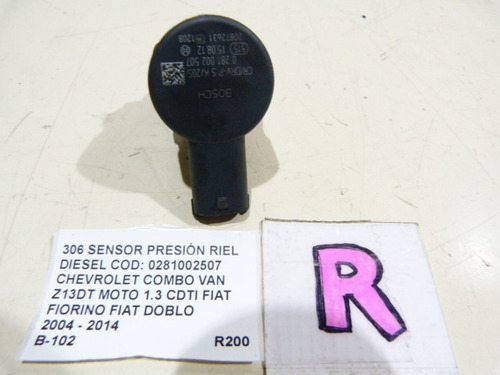 Sensor Presión Riel Diesel Chevrolet Combo Van 2004-2014 (Usado)