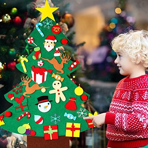 Max Fun Diy Juego De Árbol De Navidad De Fieltro Con Adornos