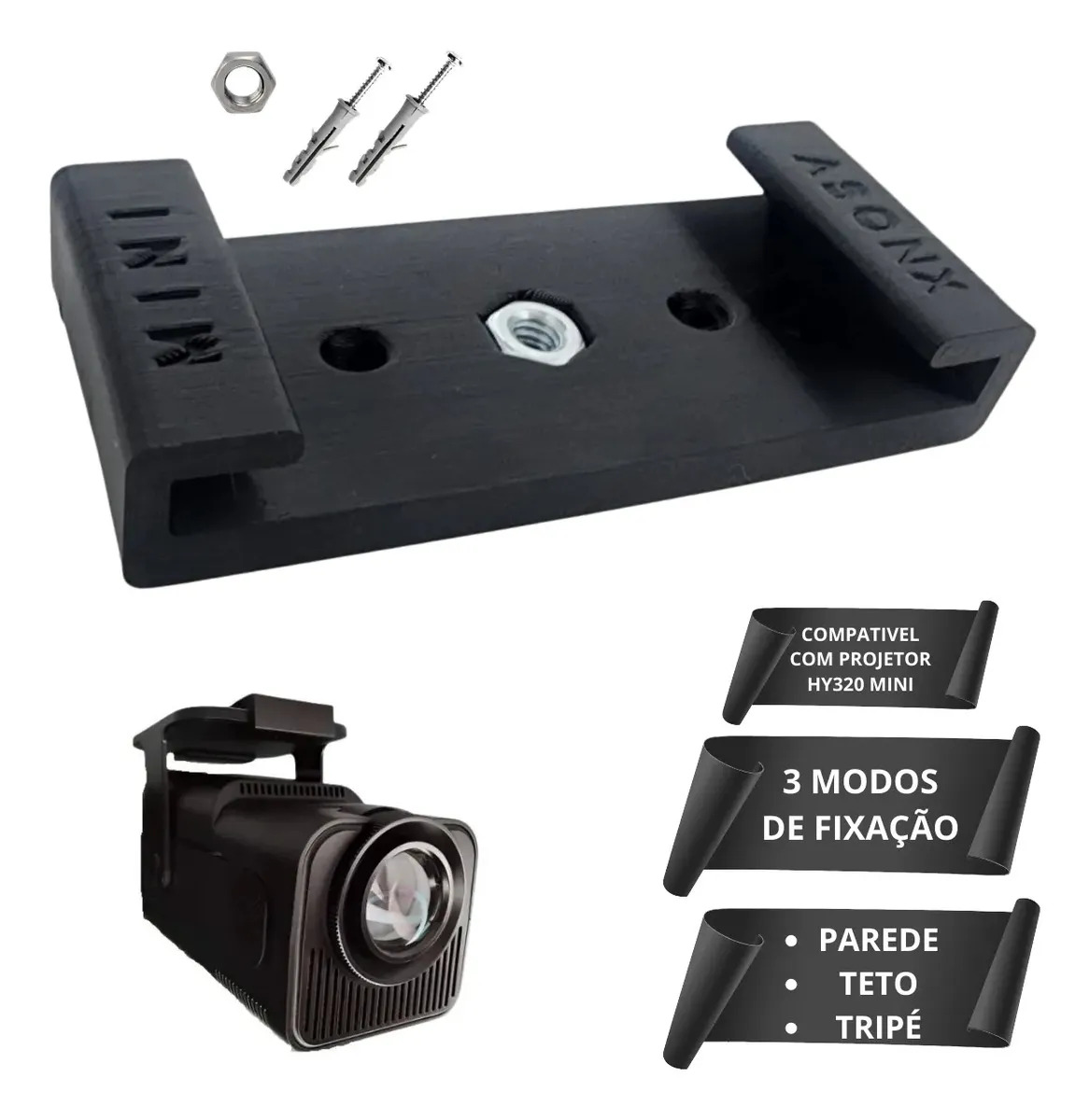 Suporte Para Projetor Hy320 Mini Magcubic Parede Teto Tripé Preto