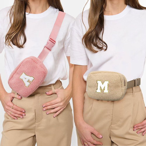 Riñonera Cruzada Yoolife Iniciales Bolsa Polar Rosado A Color Diseño De La Tela