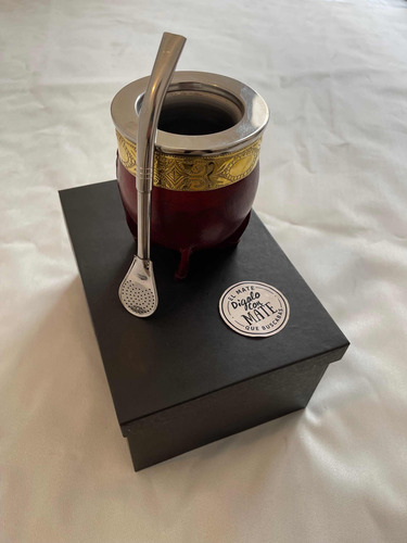Caja Estuche Para Guarda Mate Y Bombilla Premium Con Sostene Negro