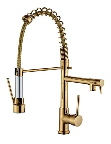 Grifo De Cocina Monocomando Gourmet Dorado Premium