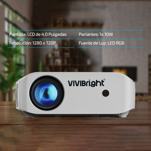 Imagen 7 de 9 de Proyector Mini Portatil 5000 Lumenes Vivibright F10 Led Hdmi