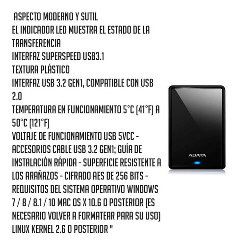 Imagen 7 de 8 de Disco duro externo Adata AHV620S-1TU3 1TB negro