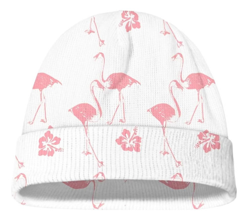 Gorro Punto Con Estampado Floral Flamenco Rosa Blanco, Y Y