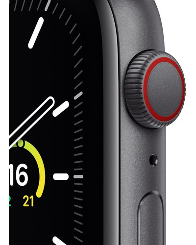 Imagen 2 de 9 de Apple Watch SE (GPS + Cellular, 44mm) - Caja de aluminio color gris espacial - Correa deportiva Negra