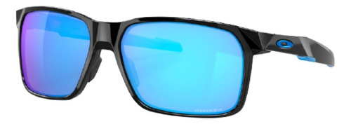 Óculos de sol Oakley Portal X Standard armação de o matter cor polished black, lente sapphire de plutonite prizm, haste black de o matter - OO9460