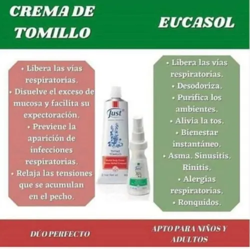 Crema Tomillo 96gr+eucasol 75ml Just Duo Perfecto  Tomillo