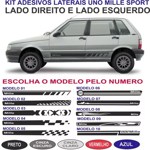 Faixas Lateral Fiat Uno Mille Way Economy 2 E 4 Portas Kit