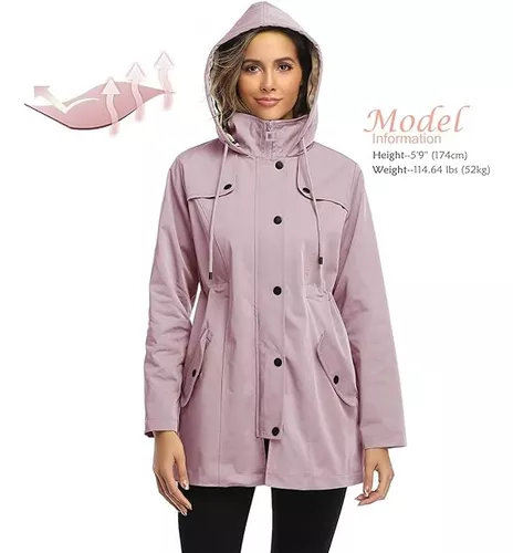  Chubasquero largo para mujer, elegante chaqueta impermeable con  capucha con cordón para senderismo, viajes (color A-02, talla: talla única)  : Ropa, Zapatos y Joyería