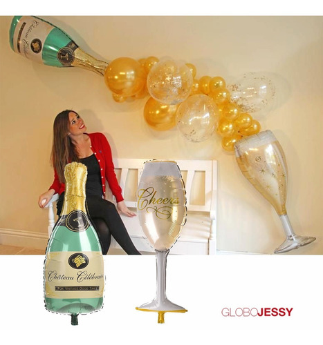 Globos De Botella Y Copa Para Cumpleaños