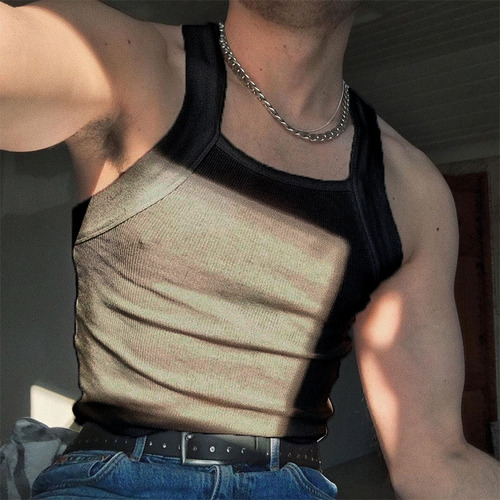 Camiseta Sin Mangas Ajustada Y Elegante Para Hombre
