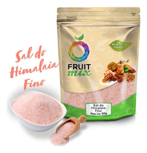 Sal Rosa Do Himalaia Fino Iodado 500gr Fruitmix
