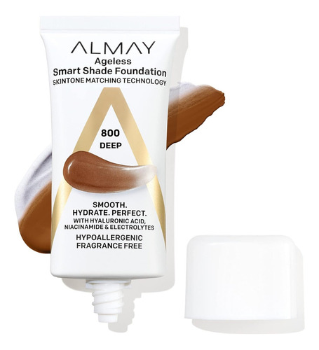 Almay Ageless Smart Shade Foundation, Base De Maquillaje Int Tono Deep 800