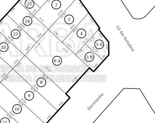 Lote En Venta Sarmiento Y 12 De Octubre, 17,32 X 30m, Zona C