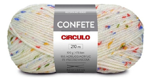 1 Novelo Do Fio De Lã Confete 100g, Tricô E Croche - Circulo Cor 8176 - Off-white