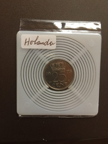 Moneda De 25 Centavos De Holanda Del Año 1975