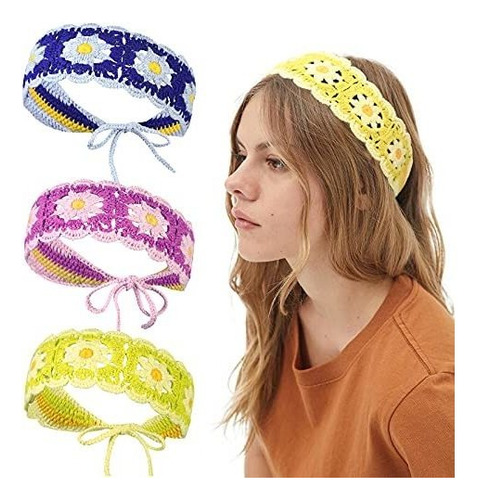 Diademas - 3 Pcs Crochet Headband For Women Handmade Knitte