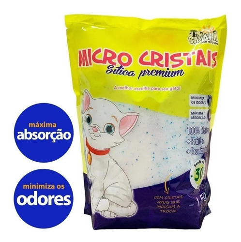 Areia Sílica Premium Micro Cristais Para Gatos 1,5kg Savana
