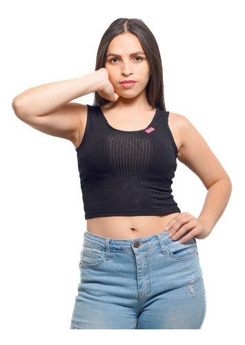 Polera Corta Sin Manga Croptop Mujer Fibra Bambú#xd25