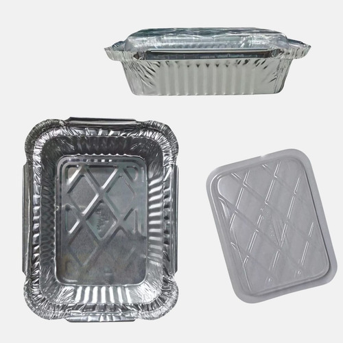 Marmitex de aluminio con tapa, 750 ml, rectangular, 200 unidades