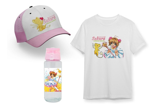 Pack Remera + Botella + Gorra + Sakura Card Captor Anime