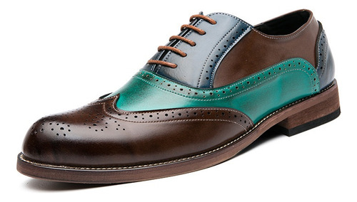 Zapatos De Cuero Oxford Brogue Para Hombre Con Cordones