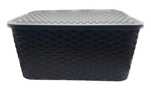 Caja Organizadora Con Tapa Símil Rattan Chico Pack X 3 