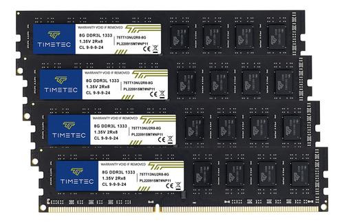 Timetec Kit De 32 Gb (4 X 8 Gb) Ddr3 / Ddr3l 1333 Mhz Pc3-10