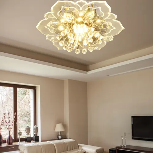 Lámpara Colgante Moderna De Cristal De Loto Led De 9 W