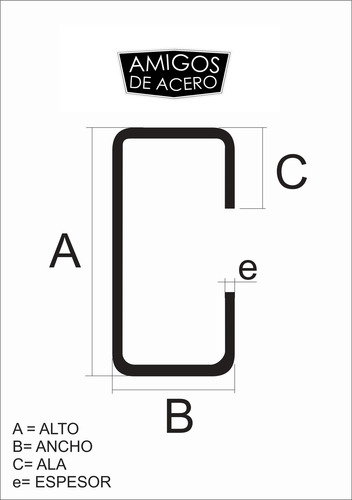 Perfil C De Hierro 120 X 50 X 15 X 2 Mm - Negro - 12 Mts Ha