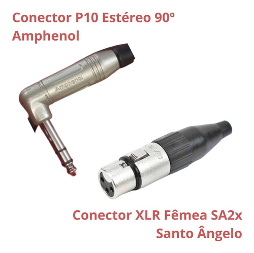 Kit 8 Cabos Microfone Xlr F Sto Ângelo P10 Str 90o Amphe 1m