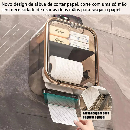 Suporte Porta Papel Higiênico Com Fixação Organização Design