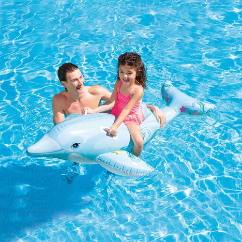 Montable Flotador En Forma Delfín Intex Celeste