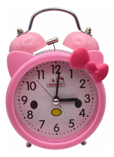 Reloj Despertador Hello Kitty Alarma Kawaii Doble Campana Color Rosa hello kitty