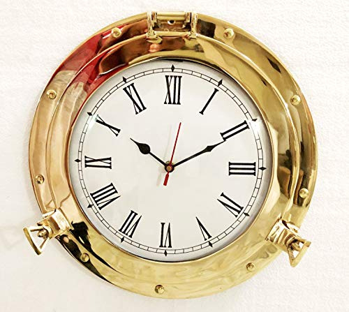 12  Reloj Analógico De Ojo De Buey De Latón Marino Antiguo R