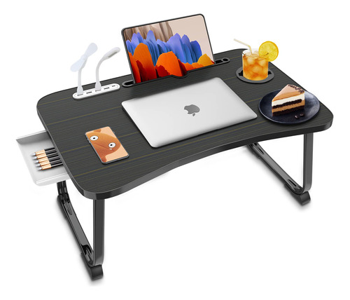 Fayquaze Mesa De Cama Plegable Portatil Para Laptop Con Puer