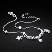 Sandalias Simples De Plata Para Mujer, Pulsera De Tobillo De