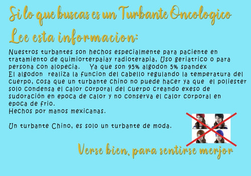 Turbante Oncologico Modelo Confort De Algodon