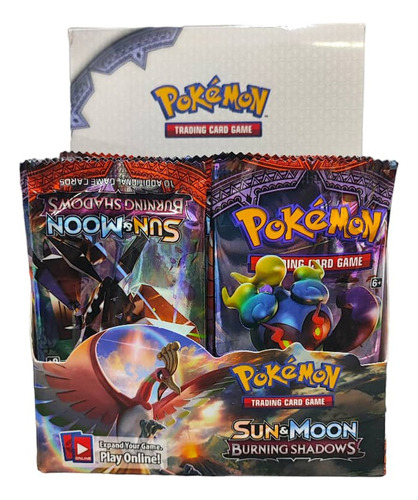 Caja 36 Sobres Pokemon Sun Moon Burning Shadows 324 Cartas 