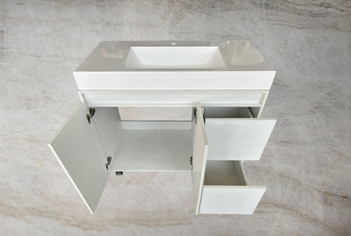 Mueble Al Piso 2 Cajones 2 Puertas Lavabo 90cm Blanco Nuevo