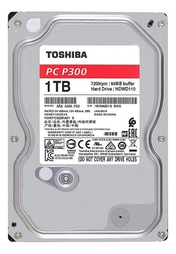 Disco Duro Interno 3.5 Toshiba 1tb 6gbps 7200rpm 64mb P300