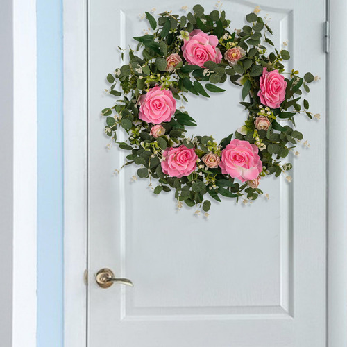 Corona De Puertas De Primavera Corona De Flores Rosa